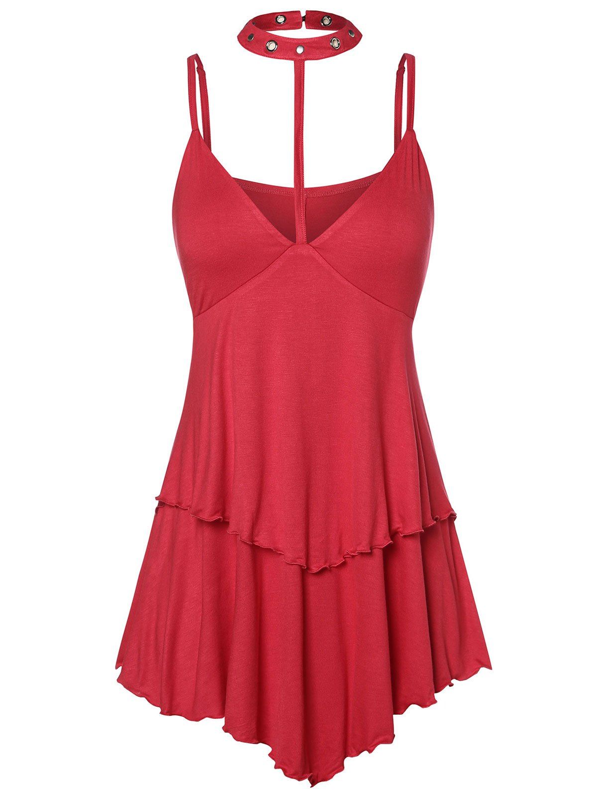 [17% OFF] 2021 Plus Size Spaghetti Strap Tiered Tank Top In RED | DressLily