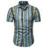 Chemise en Jacquard à Manches Courtes - Bleu L