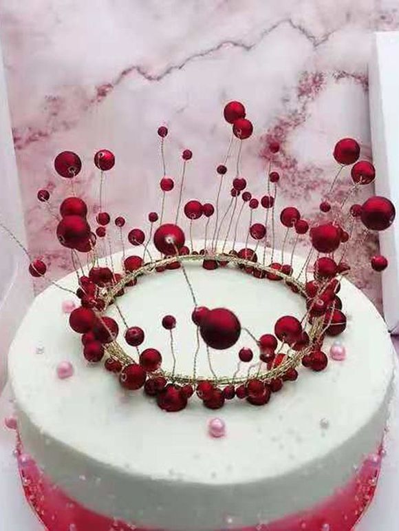 Décoration de Gâteau d'Anniversaire en Perles Fantaisies - Rouge 