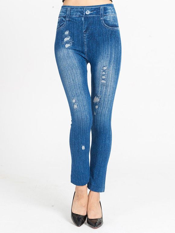 Pantalon à taille élastique - Bleu Toile de Jean XL