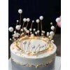 Décoration de Gâteau d'Anniversaire en Perles Fantaisies - Blanc 