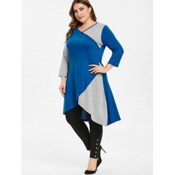 

Plus Size Two Tone Long Tee, Dodger blue