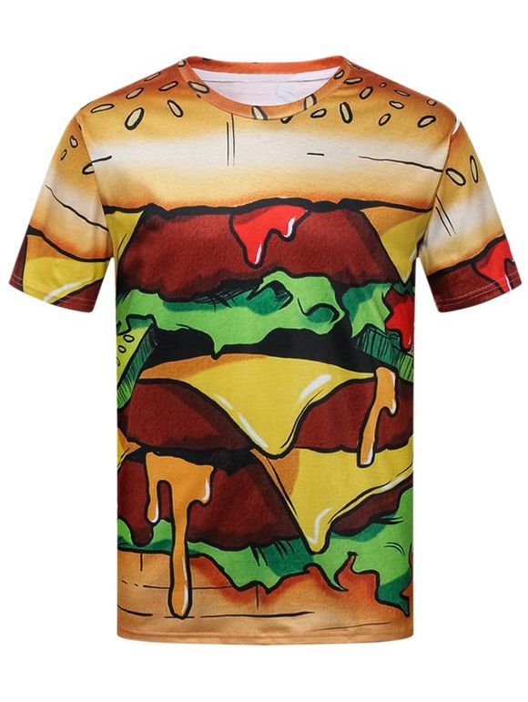 T-shirt Hamburger Imprimé à Manches Courtes - multicolor XL