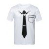 T-shirt Noué Imprimé avec Poche à Manches Courtes - Blanc M