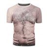 T-shirt 3D Cheveux Poitrine Imprimé à Manches Courtes - Abricot XS