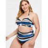 Plus Size Striped Panel Underwire Bikini Set - multicolor 1X