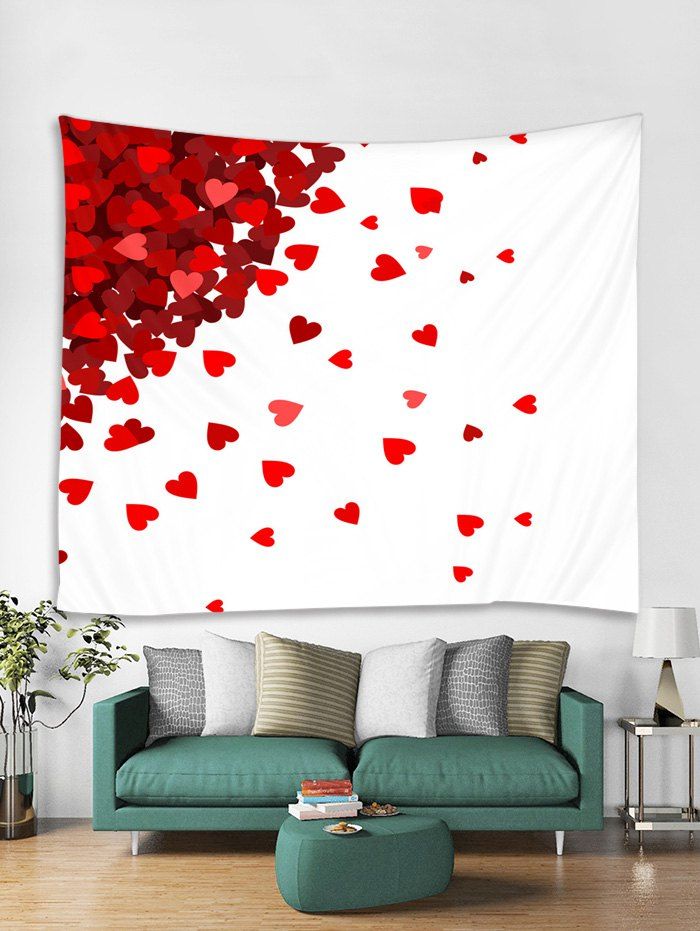 [26% OFF] 2021 Valentines Day Hearts Print Tapestry Wall Hanging Art