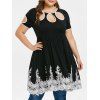 T-shirt Applique Découpé en Dentelle de Grande Taille - Noir L