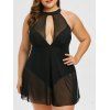 Maillot de Bain Rembourré Découpé de Grande Taille - Noir 2X