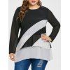 Chemisier Superposé en Blcos de Couleurs de Grande Taille - Noir 2X