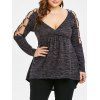 Plus Size Rings Embellished Lace Up T-shirt - CARBON GRAY 4X