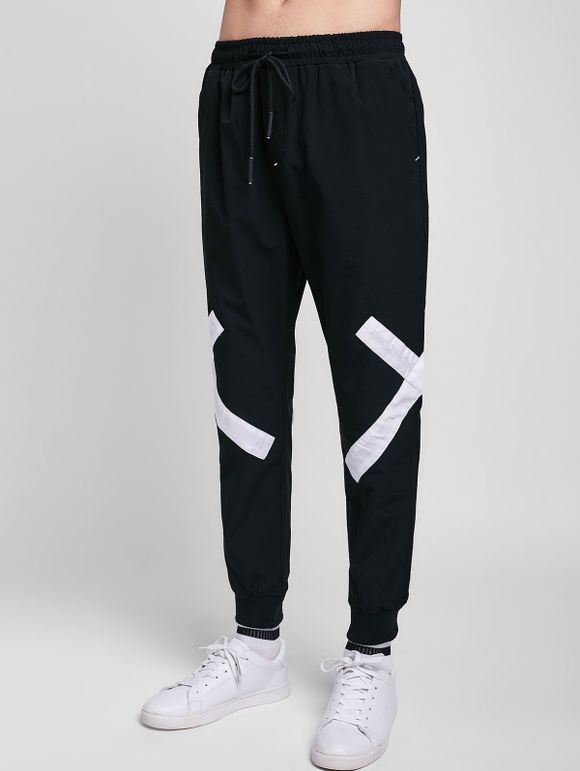 Pantalon de jogging à cordon croisé contrastant - Blanc 3XL