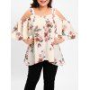 Blouse Epaule Dénudée Fleurie Plissée de Grande Taille - Soie de Maïs 3X