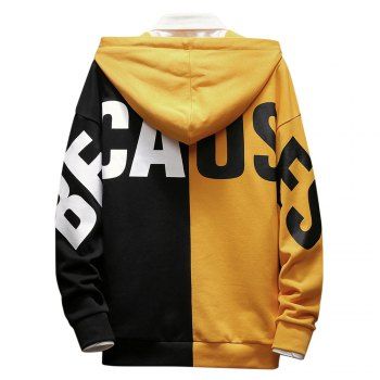 

Contrast Color Letter Drawstring Hoodie, Bright yellow