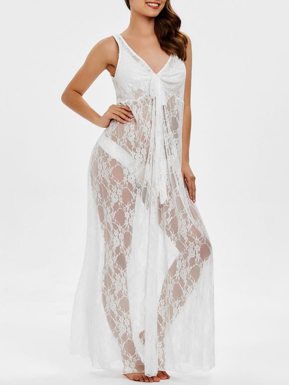 Robe Couverte Nouée Transparente - Blanc XL