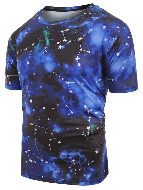 T-shirt Décontracté Univers Etoile Espace Imprimés - Noir S