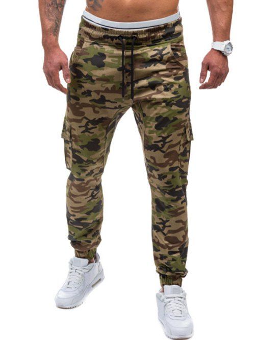 Pantalon de Jogging Long Camouflage Imprimé Décontracté - Kaki L