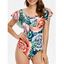 Floral Ruffled One-piece Swimwear - multicolor L