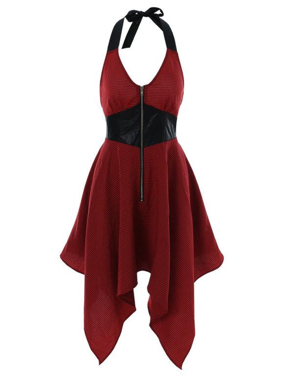 Robe Asymétrique avec Fermeture Éclair - Rouge Lave XL