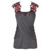 Débardeur Croisé Applique en Dentelle Grande Taille - Cendre gris 3X