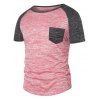 T-shirt en Blocs de Couleurs Manches Courtes Raglan à Col Rond - Rouge Violet Pâle M