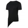T-shirt Asymétrique Manches Courtes à Col Rond - Noir L