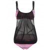 Tankini à Rayures Doublé en Maille - Noir 2XL