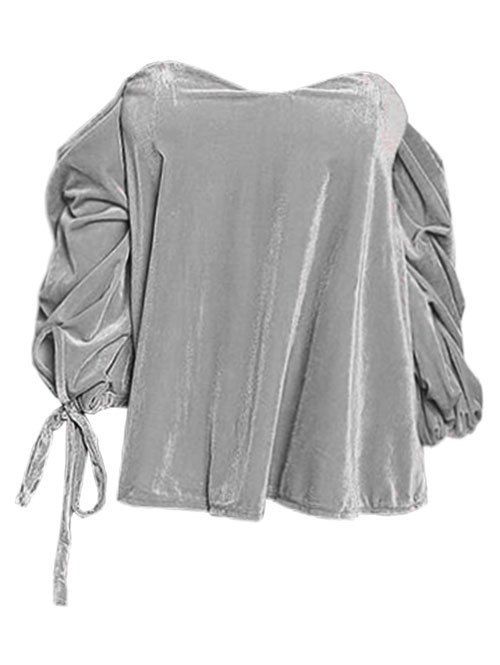 

Off The Shoulder Velvet Top, Gray goose