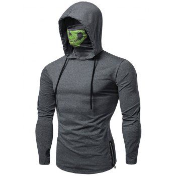 

Fashion Drawstring Scare Mask Hoodie for Man, Clover green
