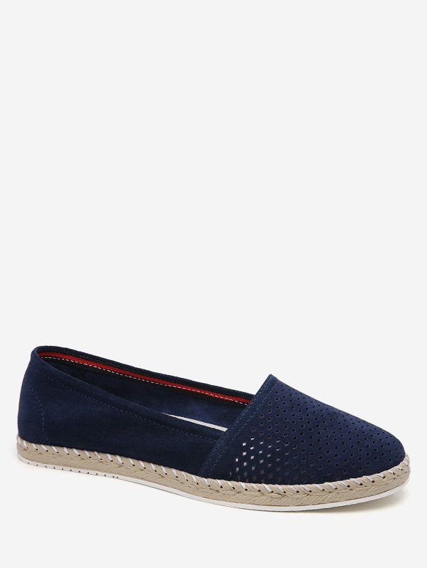 

Slip On Vintage Small Holes Suede Flats, Deep blue