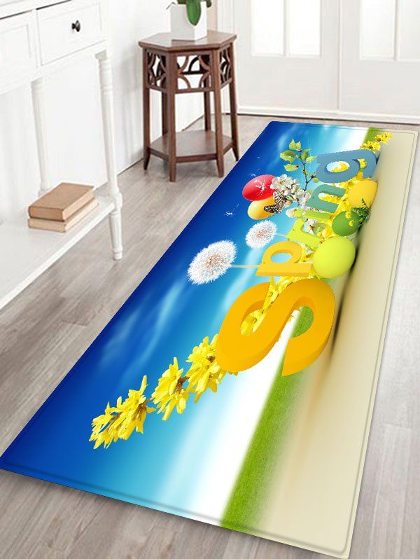 

Character Flower Pattern Printed Bath Rug, Corn yellow