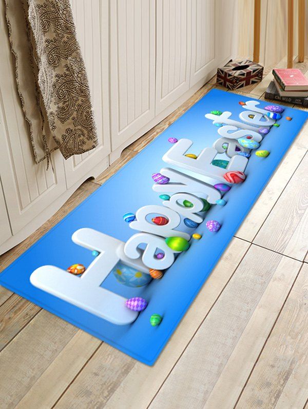 

Happy Easter Pattern Living Room Square Rug, Sky blue