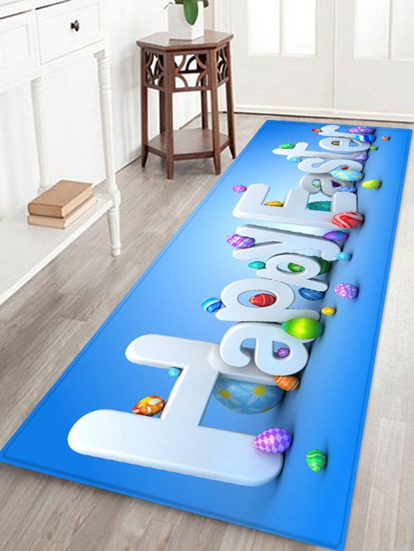 

Happy Easter Pattern Living Room Square Rug, Sky blue