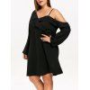 Mini-Robe Ceinturée Ourlet à Volants Grande Taille - Noir 4X