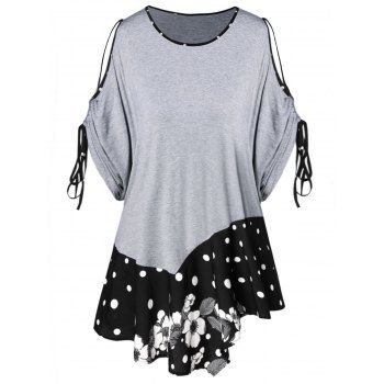 2019 plus size polka dot handkerchief t shirt