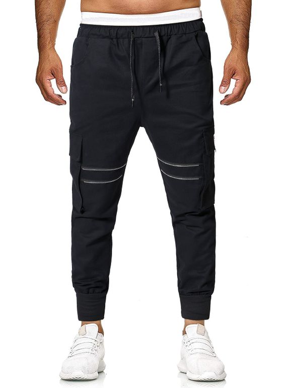 Pantalon de Jogging à Cordon avec Multi-Poche - Noir XS