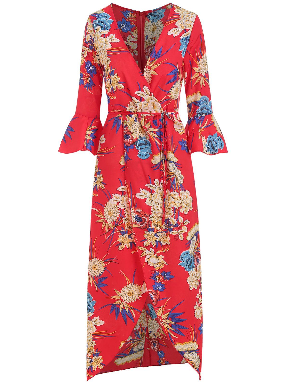 

Floral Maxi Wrap Dress, Red