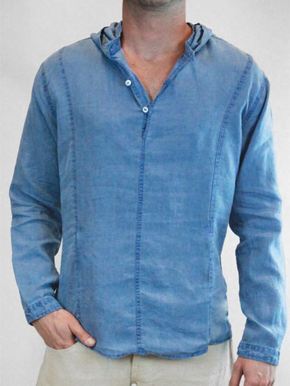 Chemise à capuche décontractée - Bleu de Soie L