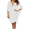 Dolman Sleeve Hoop Front Beach Cover Up Dress - Blanc ONE SIZE