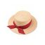 Bowknot Embellished Flat Top Straw Hat - RED 