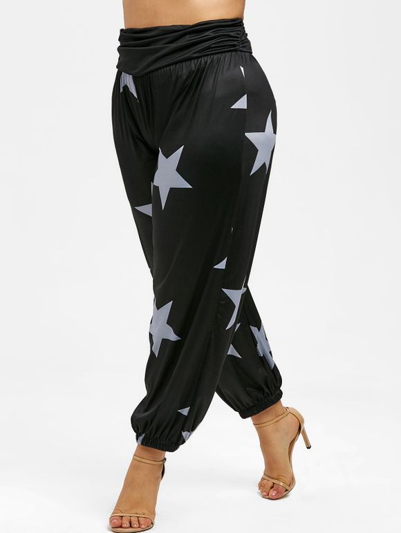 Pantalon de jogging à motif étoiles de grande taille - Noir 2X
