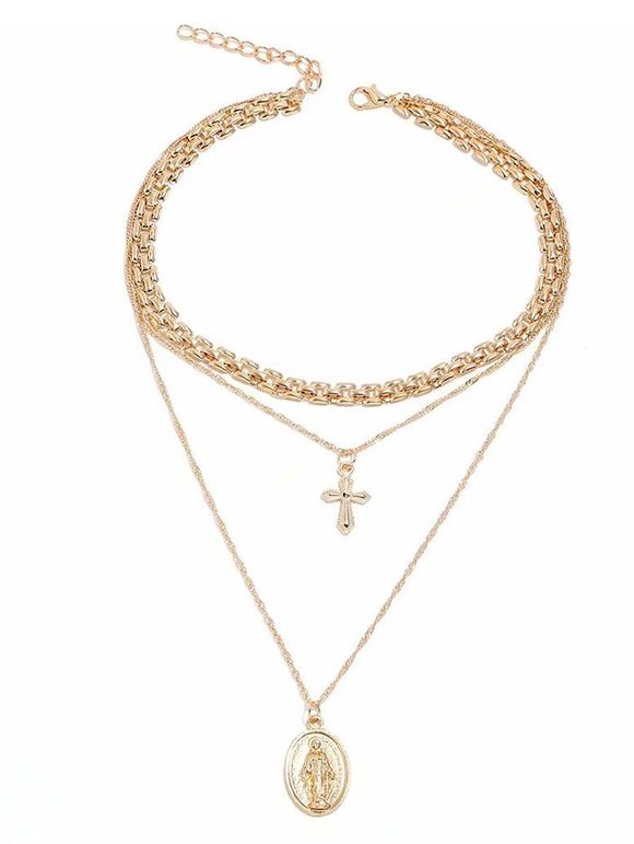 Collier Superpoisé Croix Pendant - Or 