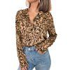 Chemise boutonnée à imprimé léopard - Kaki Léger M