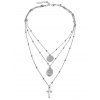 Cross Pendant Multi Layered Necklace - SILVER 