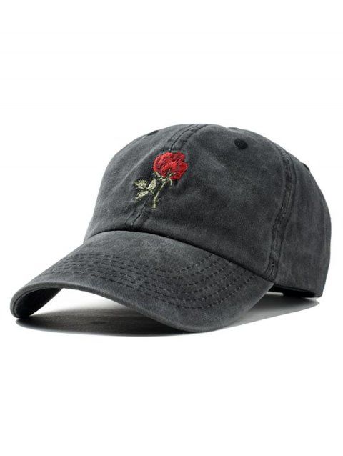 black baseball cap with rose