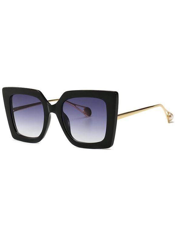 Decor Faux Pearl Square Sunglasses - BLACK 