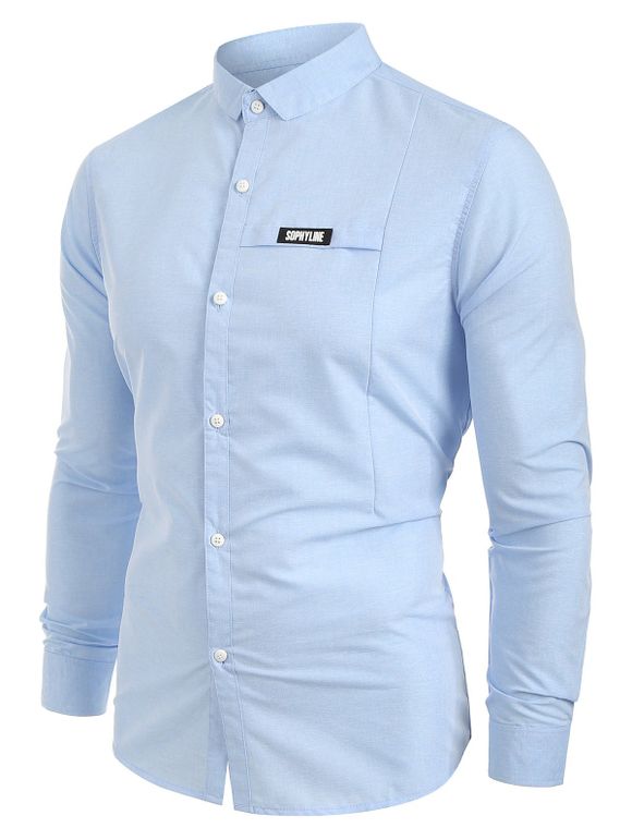 Chemise Boutonnée avec Poche en Avant - Bleu clair S