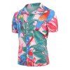 Chemise Floral Motif d'Oiseau à Manches Courtes - multicolor A S
