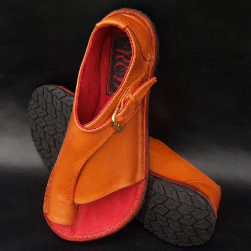

Flat Heel Buckle Strap Sandals, Orange