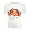 T-shirt 3D Visage Imprimé à Manches Courtes - Blanc XS